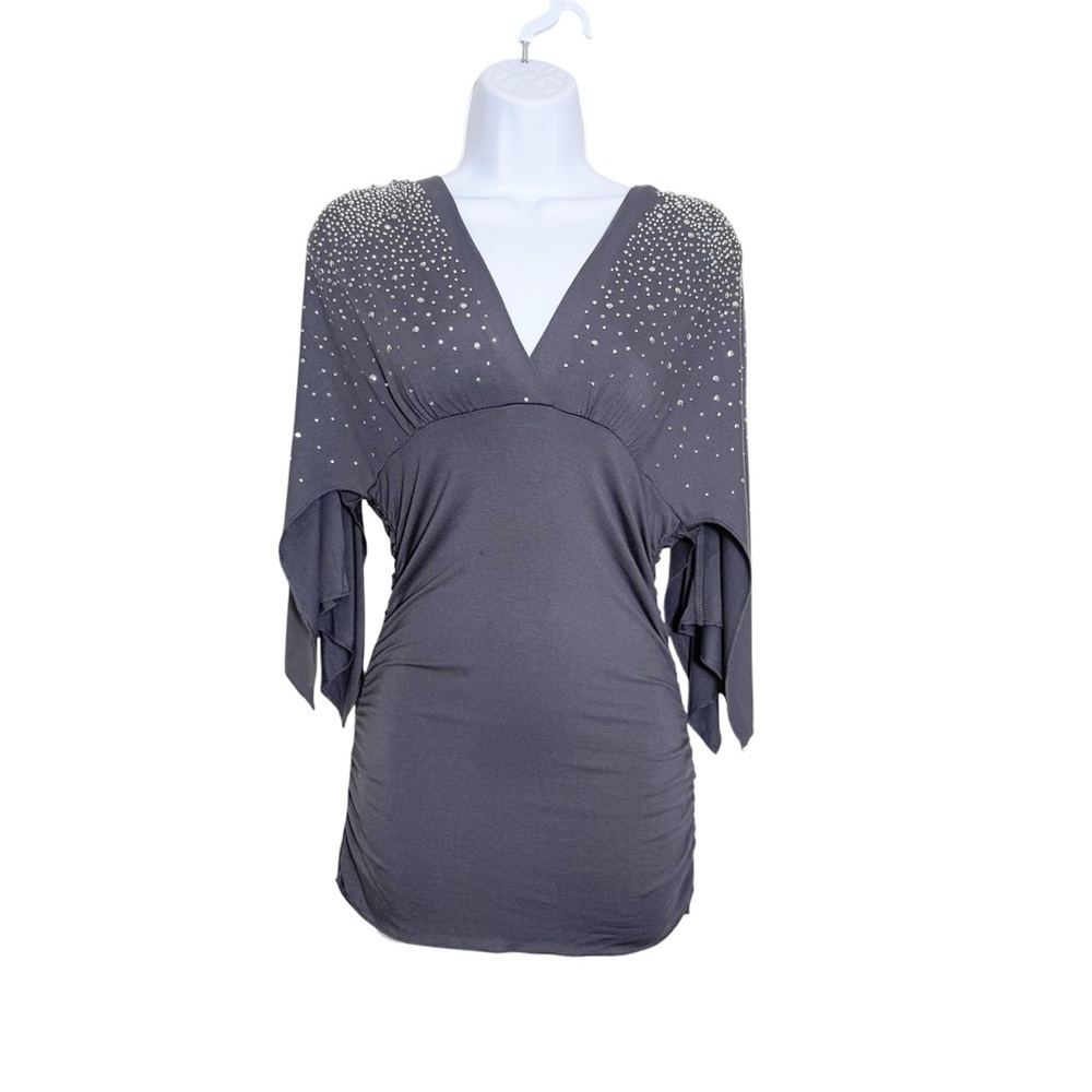 Boston Proper Rhinestone Ruched Tunic size XS - Picture 2 of 9